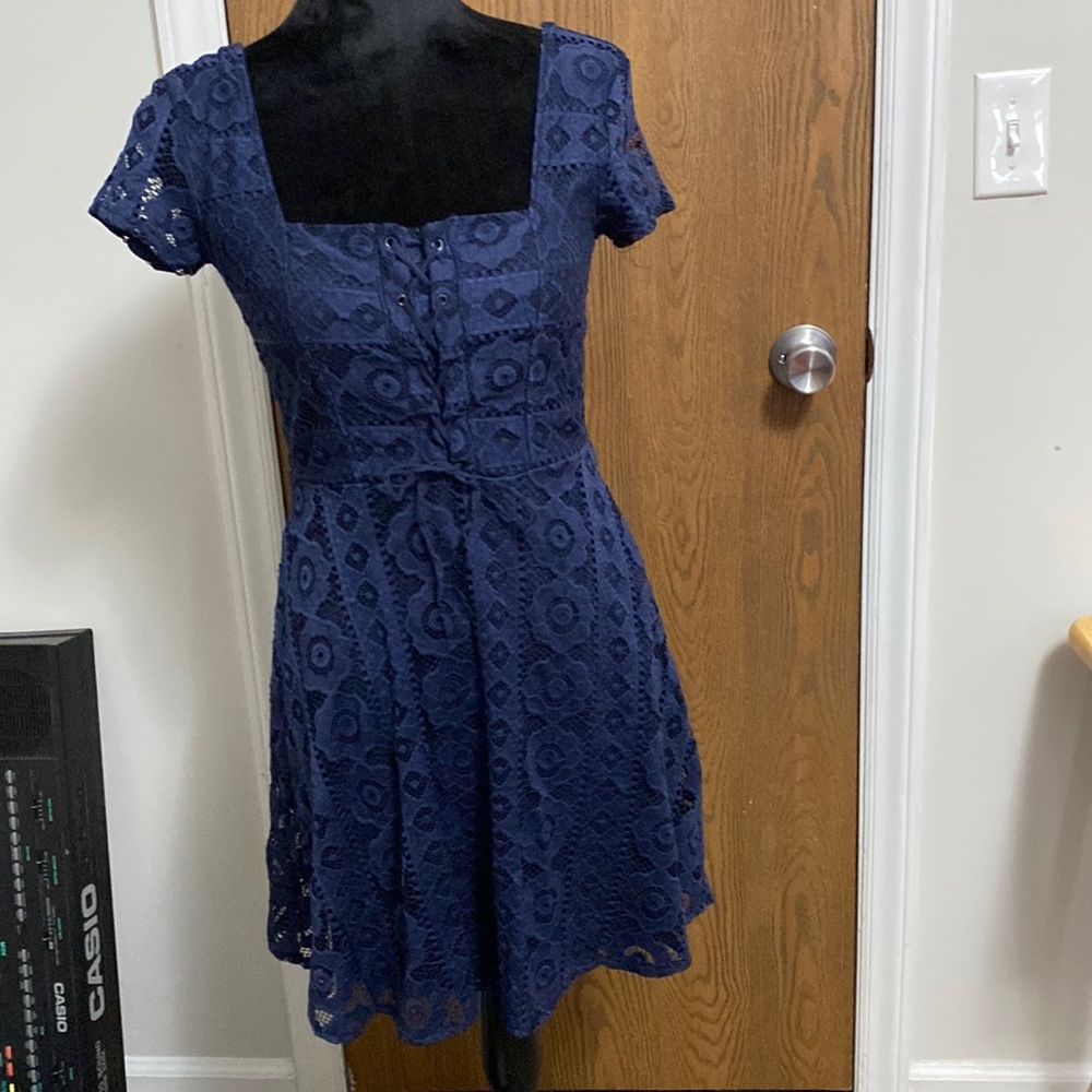 Navy Blue Lace Dress